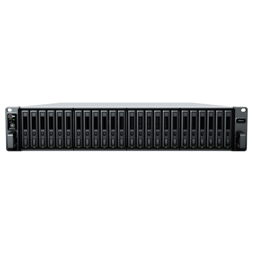 Servidor de Almacenamiento FlashStation FS3410 | 24 Bahías SSD SATA 2.5" | Intel Xeon D-1541 8 Núcleos | 16 GB RAM (Ampliable a 128 GB) | 356,500 IOPS Lectura | 129,400 IOPS Escritura | 4 Puertos 1GbE + 2 Puertos 10GbE