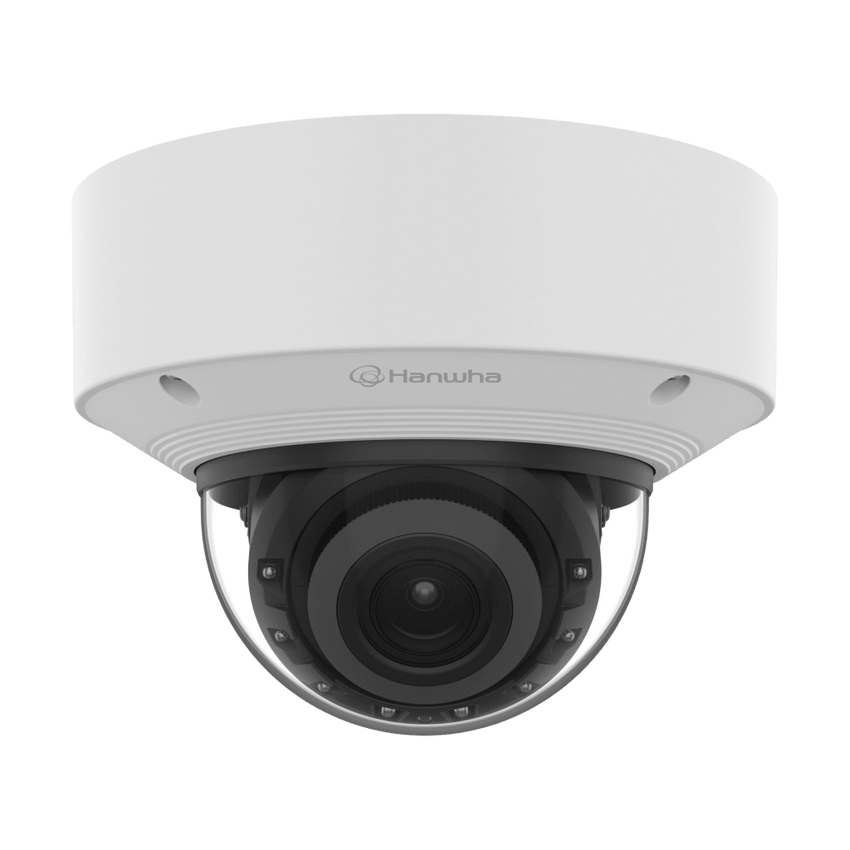 Cámara Domo AI IR 5MP / Motorizado Varifocal 3.3~9.3mm / Doble NPU / Análisis Inteligente / WDR 120dB / IR 50m / IP52 IK10 / PoE / Wisenet 9