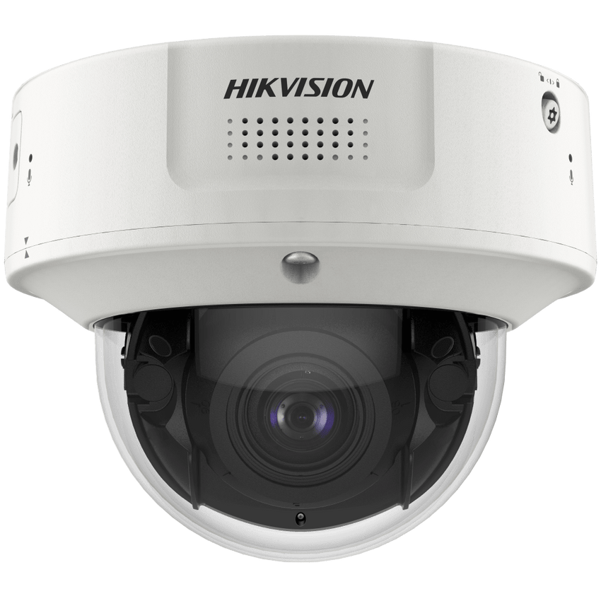 Domo IP 12 Megapixel / Lente Mot. 2.8 a 12 mm /  DARKFIGHTER / WDR 120 dB / IK10 / 40 mts IR / Conteo Facial / Reconocimiento Facial  / PoE / Búsqueda por Atributos / Micrófono Integrado / Micro SD