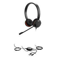 Jabra Evolve 30 II Duo MS con conexión USB C/A y 3.5mm, micrófono con cancelación de ruido y controlador en el cable con botones e indicadores LED (5399-823-369))