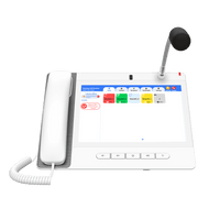 Teléfono IP Color Blanco Android 9.0 Empresarial para voceo 20 líneas SIP, pantalla táctil, Wi-Fi y Bluetooth, PoE, Voceo/ Musica por Multicast, puertos Gigabit, Sofware de Enfermeria