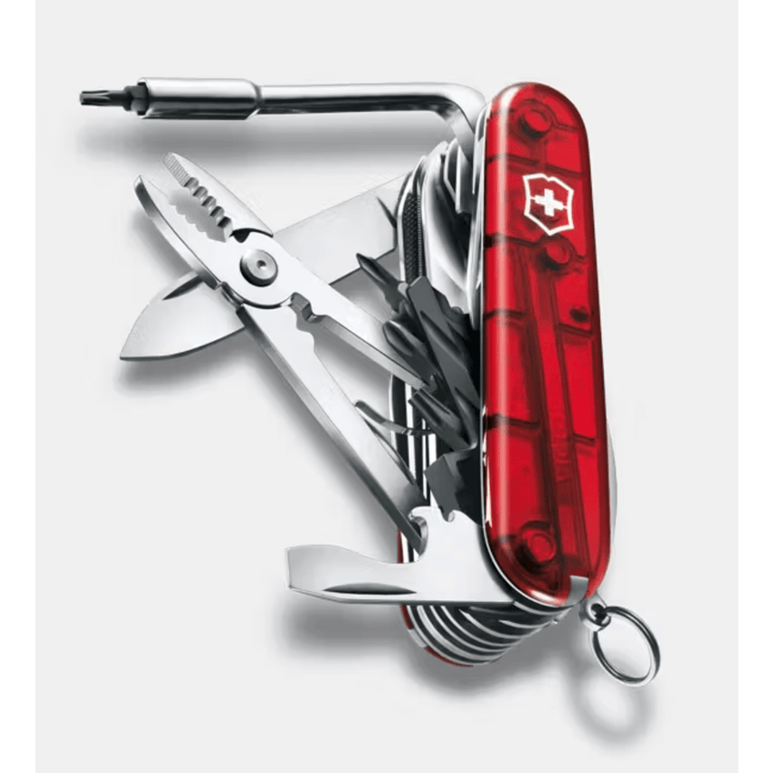 Navaja Multifunción Cyber Tool L / 39 Herramientas Profesionales / Para Técnicos Digitales / Llave Tuercas Tecnológica / Dados Hexagonales D-SUB / Set Bits Phillips-Torx-Hex / ABS-Cellidor Rojo / Fabricación Suiza
