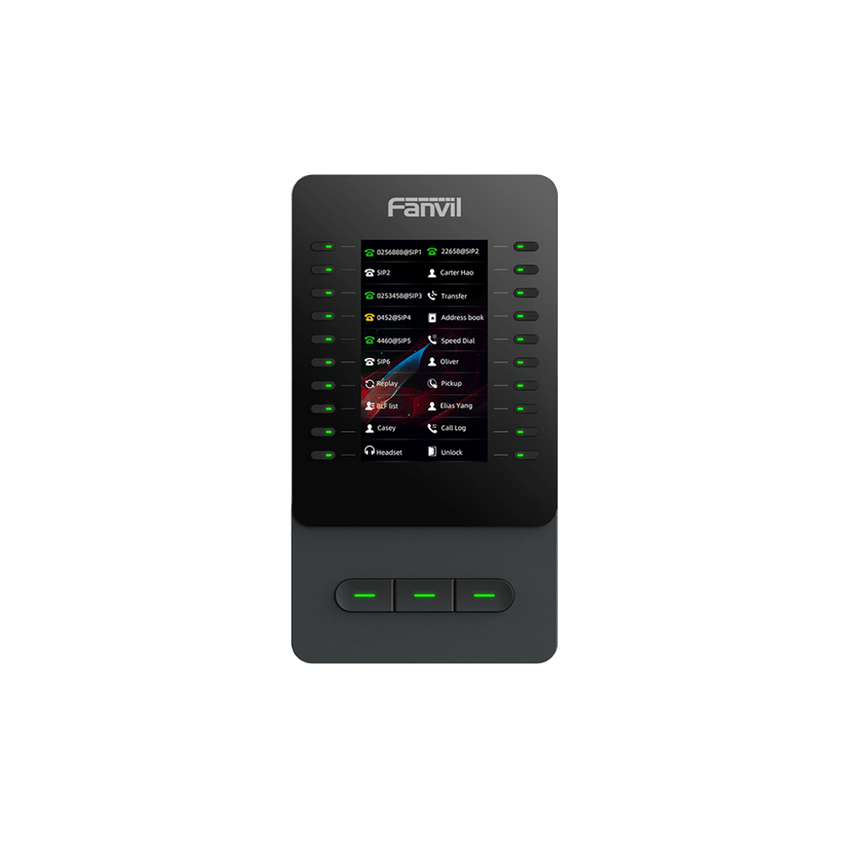Módulo de Expansión EM60 con Pantalla a Color / 4.3 Pulgadas 480x272 / 60 Teclas Programables DSS / USB Tipo-C / Compatible con V65-V66-V66 Pro / Cascada hasta 4 Módulos / Con Soporte Ajustable