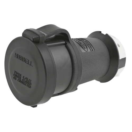 Conector Hembra con Bloqueo de Media Vuelta / 30 A 480 V CA / 3 Polos Trif�sico / NEMA L16-30R / Terminal de Tornillo / Cubierta Herm�tica Negra / Color Blanco y Negro.