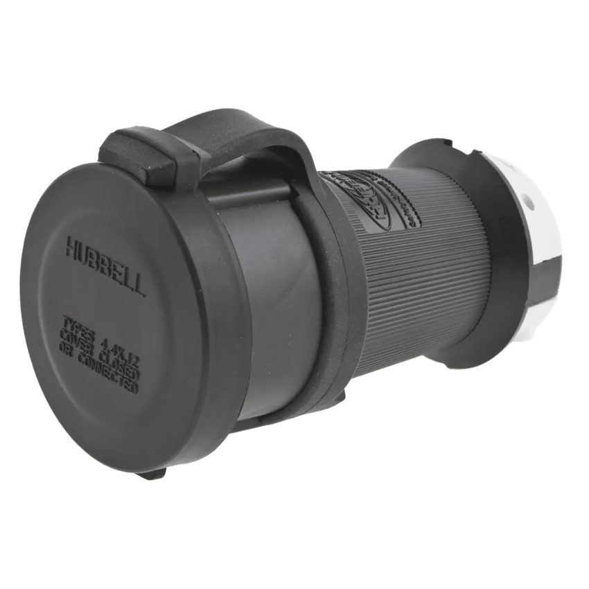 Conector Hembra con Bloqueo de Media Vuelta / 30 A 480 V CA / 3 Polos Trif�sico / NEMA L16-30R / Terminal de Tornillo / Cubierta Herm�tica Negra / Color Blanco y Negro.