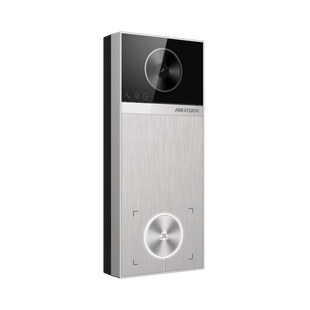 Videoportero / 4 Megapixel / Ángulo de Visión 150° / Control de 2 Cerraduras / Desbloqueo por Tarjeta, Hik-Connect y Estación Interior / IP65 / PoE IEEE802.3at / Compatibilidad ONVIF / H.265