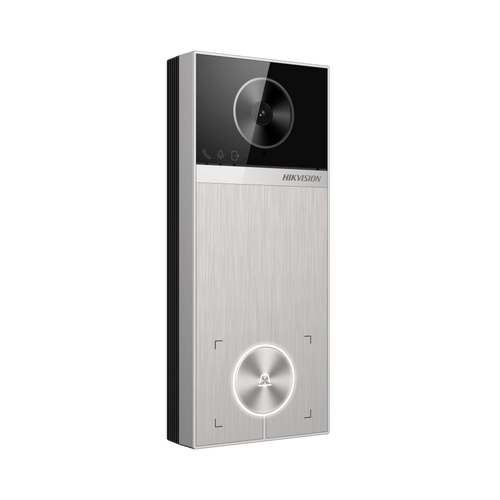 Videoportero / 4 Megapixel / Ángulo de Visión 150° / Control de 2 Cerraduras / Desbloqueo por Tarjeta, Hik-Connect y Estación Interior / IP65 / PoE IEEE802.3at / Compatibilidad ONVIF / H.265
