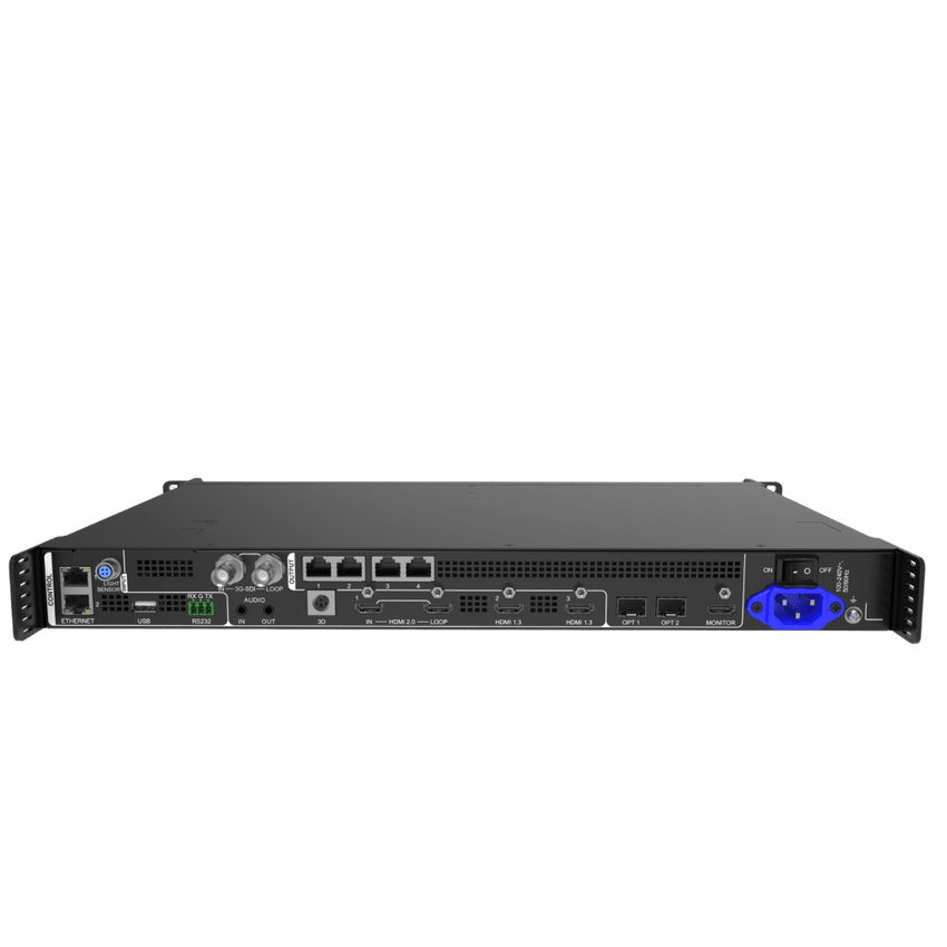 Controlador All-in-One VX400 Pro / Procesamiento de Video 4K×2K@60Hz / 4 Puertos Ethernet Gigabit / 2.6 Millones de Píxeles / 6 Capas de Video / Fibra Óptica 10G / USB 3.0 Playback / Control Remoto