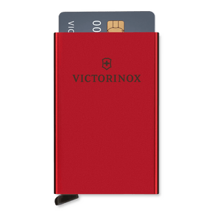 Tarjetero / Almacenamiento Seguro 4-6 Tarjetas / Aluminio Duradero / Protección RFID / Sistema Deslizamiento Patentado / Color Rojo.
