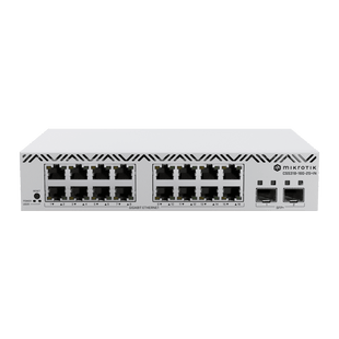 Switch MikroTik con 16 Puertos Gigabit Ethernet / 2 Puertos SFP+ 10G / Filtrado MAC y VLANs / SwOS Configuración Web