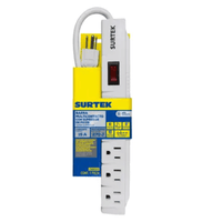 Multicontacto con Supresor de Picos 270 Joules, Voltaje de Entrada: 127 Vca NEMA 5-15P, Con 6 Salidas NEMA 5-15R.