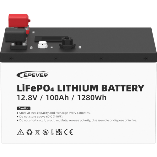 Batería de Litio LiFePO4 12.8Vcc, 100Ah, 1.28KwH, Pantalla LCD para Monitoreo Local, Carcasa Metálica
