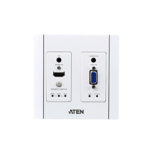 Transmisor HDBaseT | HDMI y VGA | Placa de Pared US / PoH (4K a 100 m) | (HDBaseT Class A) (PoH PD)