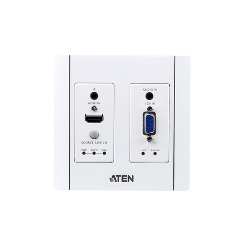 Transmisor HDBaseT | HDMI y VGA | Placa de Pared US / PoH (4K a 100 m) | (HDBaseT Class A) (PoH PD)