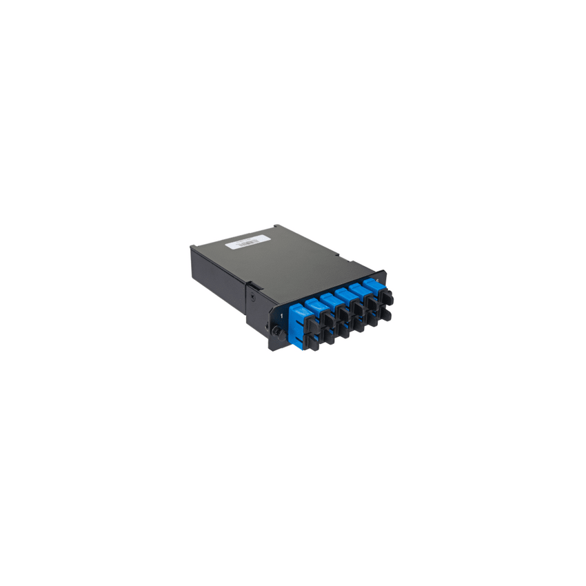 Placa Acopladora de Fibra Óptica FAP, Con 12 Pigtails y 6 Conectores SC Duplex (12 Fibras), Para Fibra Monomodo OS1/OS2, Color Azul