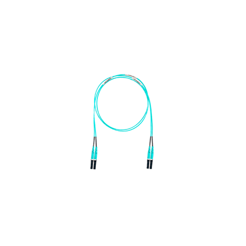 Jumper de Fibra Optica Multimodo 50/125 OM4, LC-LC Duplex, OFNR (Riser), Color Aqua, 25 Metros