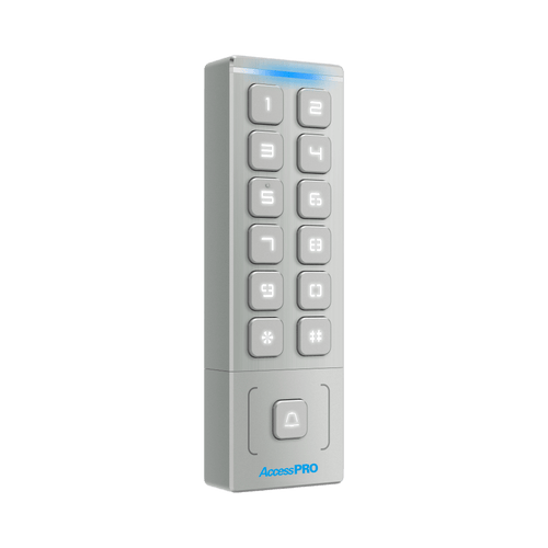 Teclado Autónomo / Diseño Slim Metálico / 1000 Tarjetas y Contraseñas /  Exterior IP65 / Lector de Tarjetas Prox EM / Salida Wiegand
