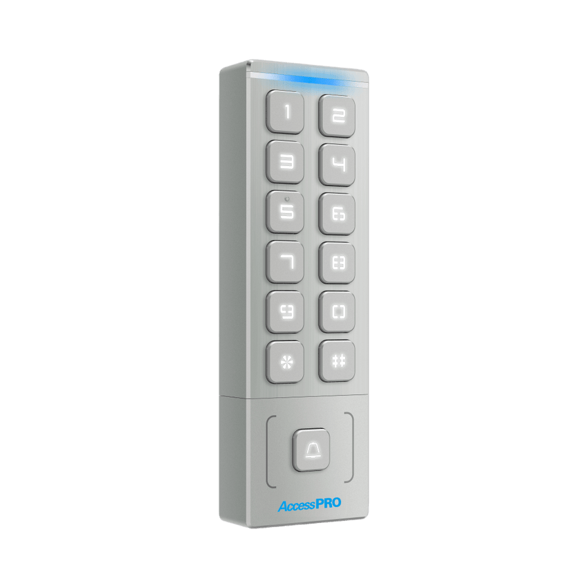 Teclado Autónomo / Diseño Slim Metálico / 1000 Tarjetas y Contraseñas /  Exterior IP65 / Lector de Tarjetas Prox EM / Salida Wiegand