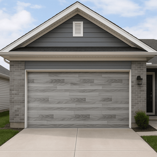 Puerta de Garage de Alta Calidad / Estilo Americano / Acabado Laminado PREMIUM / Color Gris / 14x7 Pies.
