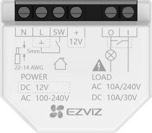 Relé Inteligente Wi-Fi, CS-T35-R100-WD, 16A 250VAC, Wi-Fi 6 y BLE, Control por App EZVIZ, Compatible con Google Assistant, Amazon Alexa y Matter, Protecciones de Temperatura y Sobrecarga