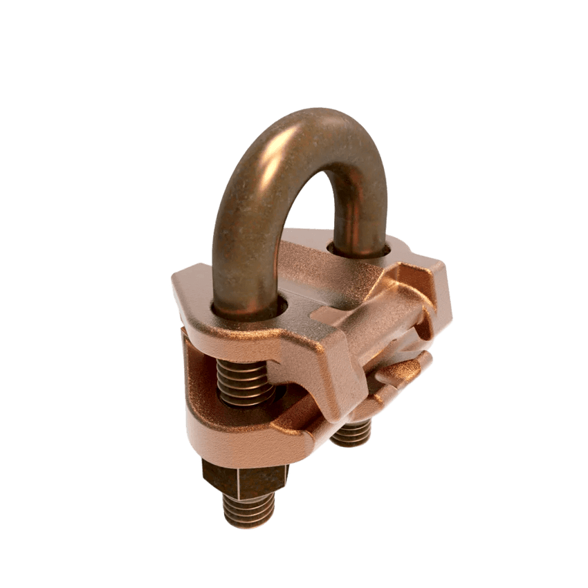 Conector Mecánico para Cable Calibre 4 a 2/0 AWG / Paralelo o 90° Grados a Tubo de 1 1/4" o Varilla  de 1 3/8" - 1 1/2".