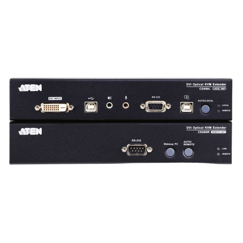 Extensor KVM DVI | Transmisión por Fibra Óptica | Distancia hasta 600 m | Resolución 1920x1200 a 60 Hz | Señales RS-232 y USB