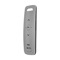 Control remoto 5 canales para motores de persiana Somfy con señal inalámbrica, instrucciones: sube, baja y detener, con posición favorita programada.