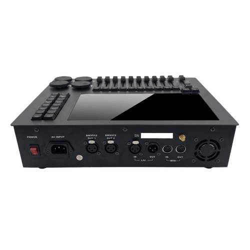 Consola de Iluminación DMX EPLT1 / 2 Universos  / Pantalla 10.1" Multitáctil / 10 Faders + 4 Ruedas / WiFi Integrado / Flight Case Incluido