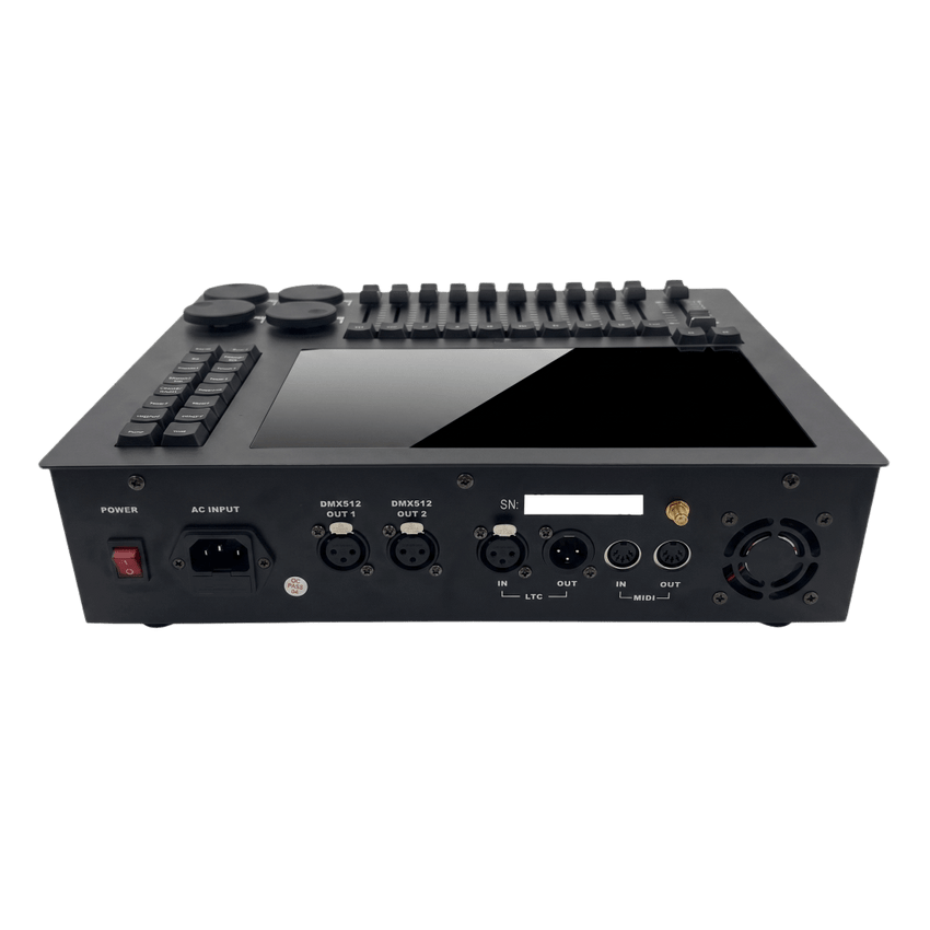 Consola de Iluminación DMX EPLT1 / 2 Universos  / Pantalla 10.1" Multitáctil / 10 Faders + 4 Ruedas / WiFi Integrado / Flight Case Incluido