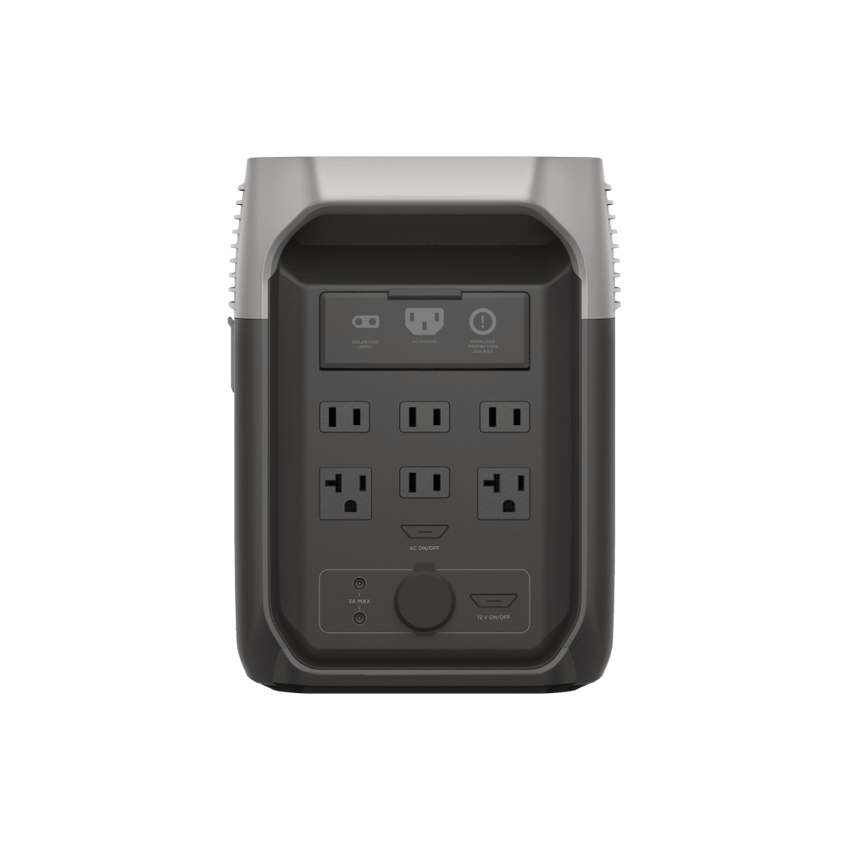 Estación de Energía Portátil Delta 3 1536Wh Litio LFP / 6 AC 1800 W (Max. 3600W) / 2 USB-C 100W / Capacidad para Aumentar Respaldo / Cargador de Coche 10A a 12.6V / Conectividad WiFi y Bluetooth (App) / Carga Solar 500W Max.