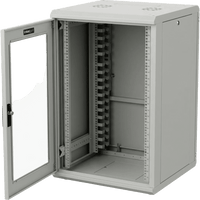 Gabinete Rackeable / 18 Unidades / 19 Pulgadas / Puerta de Cristal / Capacidad de Carga 750 Kg / Dimensiones 600x605x930 mm (23.6x23.8x36.6 in)