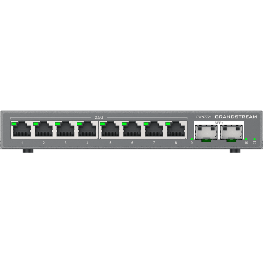 Switch L2 Lite Administrable de 10 Puertos / 8 Puertos Ethernet 2.5 Gigabits / 2 Puertos SFP+ 10 Gigabits / VLAN / QoS / Montaje en Escritorio o Pared / Compatible con GDMS