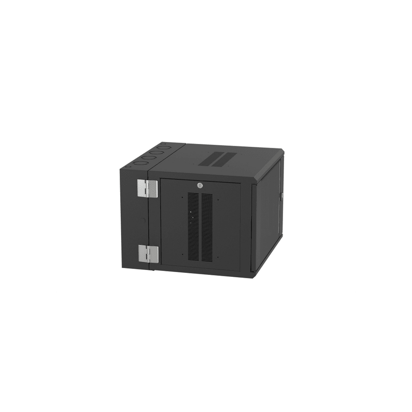 Gabinete PanZone de Montaje en Pared, de 19in, Puerta con Ventana de Seguridad, 9 UR, 635mm de Profundidad, Color Negro