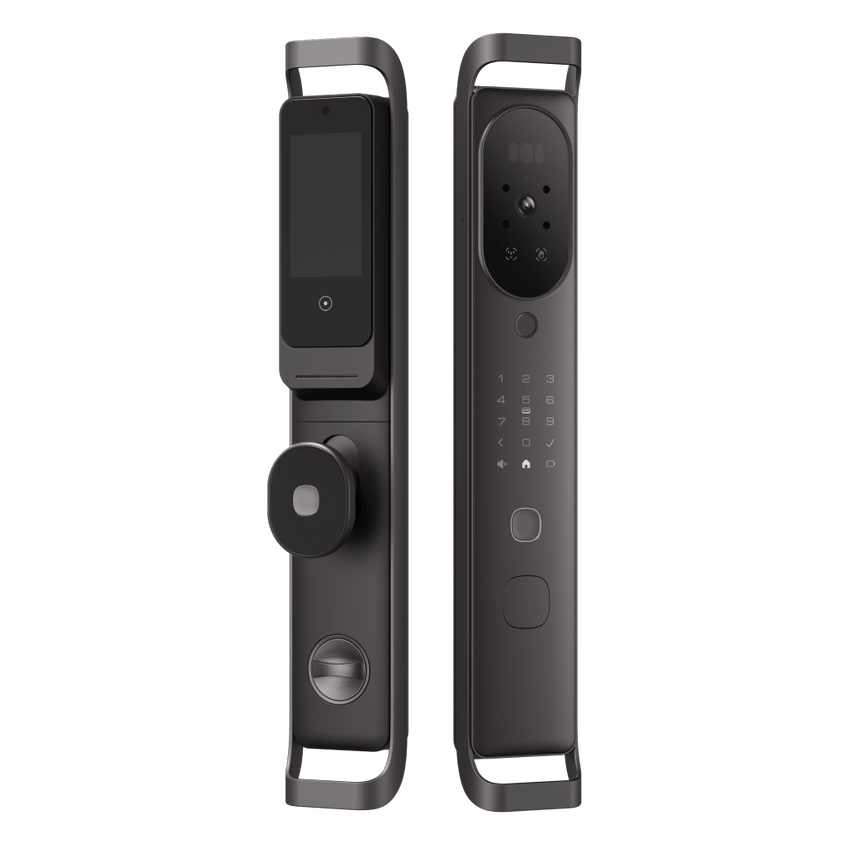 Cerradura Inteligente Multibiométrica / Reconocimiento Facial + Venas Palma + Huella Digital / Teclado Numérico + Tarjetas IC + NFC / Pantalla HD 4.5 Pulgadas / Batería Doble 4000mAh + 2500mAh / Conexión WiFi 2.4GHz / App Smart