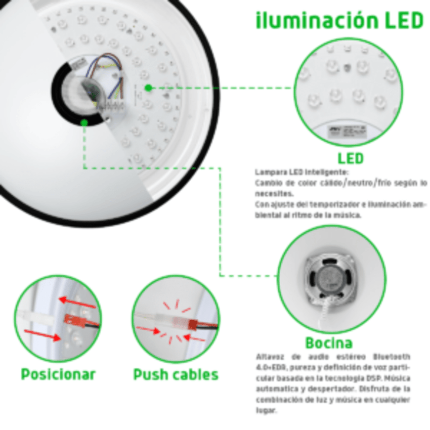 Luminario LED JLAR-3003 / 30W / 2400 Lúmenes / Bluetooth Control App / Voltaje 85-265V / Temperatura 6500K Fría / Garantía 3 Años