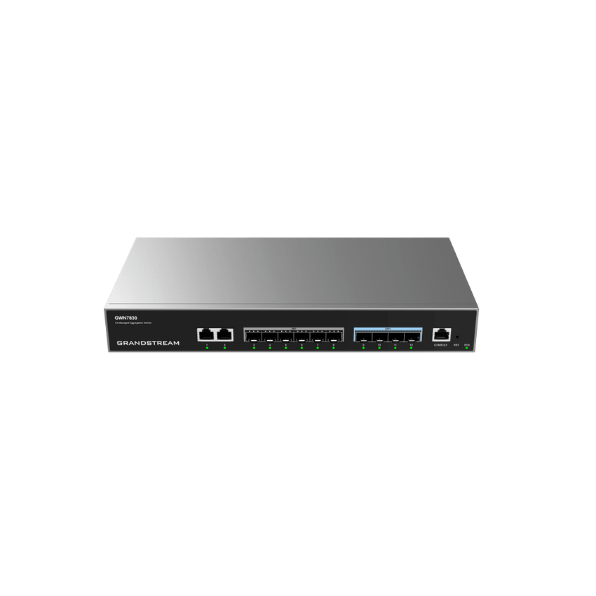 Switch de Agregación Capa 3 GWN7830 / 2 Puertos Gigabit Ethernet / 6 Puertos Gigabit SFP / 4 Puertos 10Gigabit SFP+ / QoS Integrada / Soporte IPv6 e IPv4 / Seguridad Avanzada / Stacking /