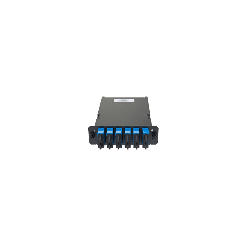 Placa Acopladora de Fibra Óptica FAP, Con 12 Pigtails y 6 Conectores SC Duplex (12 Fibras), Para Fibra Monomodo OS1/OS2, Color Azul