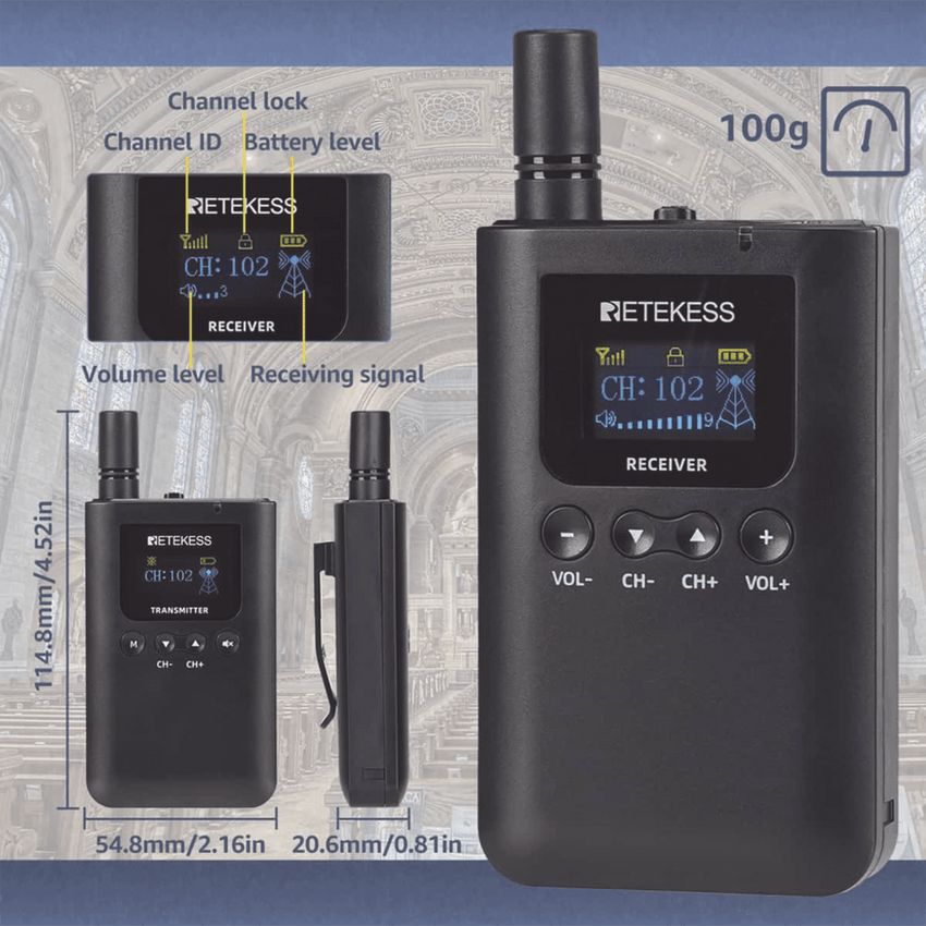 Kit para guía turístico de 1 transmisor y 10 receptores