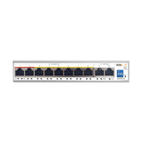 Switch PoE / Administración en la nube / Con 8 puertos 10/100 Mbsp PoE af/at / 2 Puertos Uplink 10/100/1000 Mbps /  Presupuesto 100 W / PoE hasta 250 metros / Soporta protocolo ONVIF
