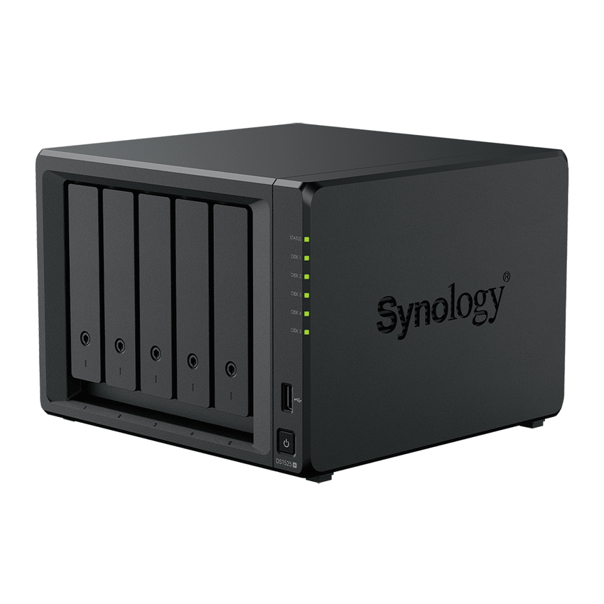 NAS DiskStation DS1525+ | 5 Bahías | Expansión hasta 15 Bahías | 2 Puertos 2.5GbE | Soporte 10GbE | Almacenamiento en Caché SSD | Hasta 300 TB de Capacidad | Compatible con Virtualización y Vigilancia.
