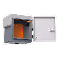 Gabinete de Acero Ventilado para Exterior 250 x 250 x 180 mm con Rieles DIN y 4 Placas Laterales para Montaje de Equipos por Fuera