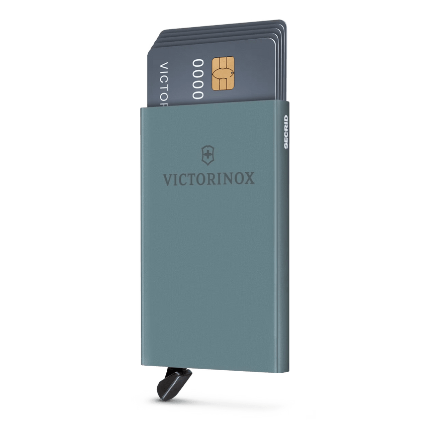 Tarjetero / Almacenamiento Seguro 4-6 Tarjetas / Aluminio Duradero / Protección RFID / Sistema Deslizamiento Patentado / Color Gris.