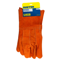 Guantes de Carnaza Largo/ Refuerzo en Palma / Resistente a Abrasión y Temperaturas Moderadas.