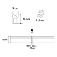 Manguera Luminosa LED Neón RGB / 50 Metros / IP65 Interior-Exterior / Corte Cada 100 cm / 300W Máximo / 120° Ángulo de Luz / Libre de Mercurio