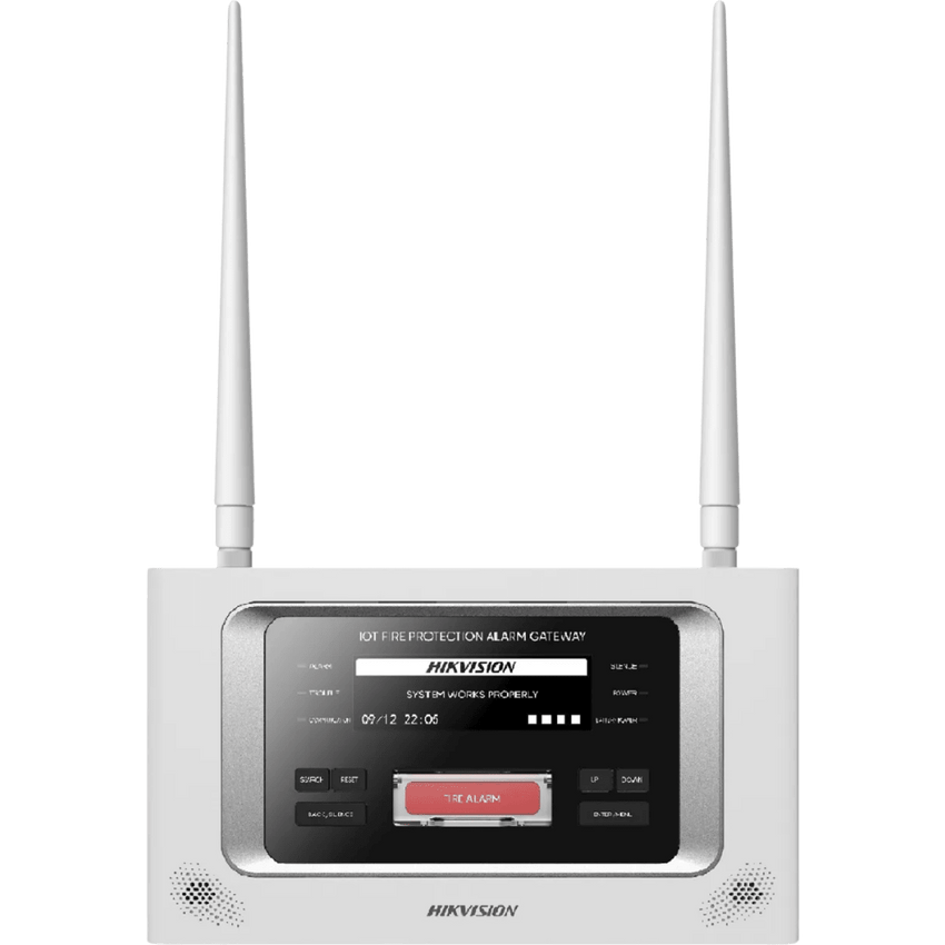 (HikFire) Panel Inalámbrico de Detección de Incendio (Gateway LoRa) / Pantalla LCD Táctil / Comunicación hasta 2 km / Gestión de 128 Dispositivos / Encriptación AES128 / Integración a HikCentral Professiona