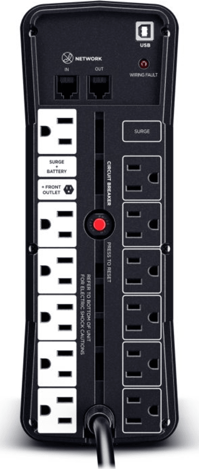 UPS Gamer de 1500 VA/1000 W, Topología Línea Interactiva, Entrada 120 Vca  NEMA 5-15P, y 13 Salidas NEMA 5-15R, Puerto USB, Con Regulador de Voltaje (AVR)