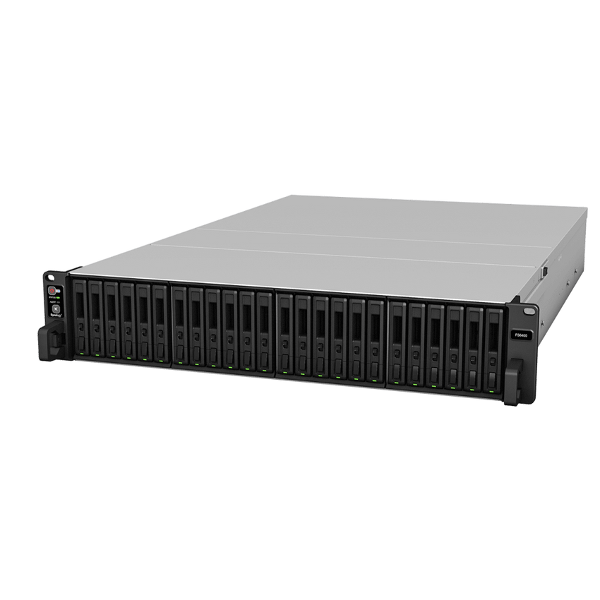 Servidor All-Flash Synology FlashStation FS6400 | 24 Bahías SAS-SATA | Dual Intel Xeon Silver 4110 | 32GB DDR4 ECC RDIMM | 10GbE | Escalable hasta 72 Unidades.
