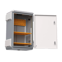Gabinete de Acero Ventilado para Exterior 380 x 660 x 240 mm con Rieles DIN y 4 Placas Laterales para Montaje de Equipos por Fuera