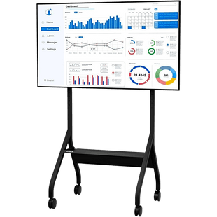 Carro Móvil para Pantalla Plana / 43" a 75"+ Displays / Altura Ajustable 49.8"-65.8" (126.5-167.1 cm) / Capacidad 150 lb (68 kg) / 4 Ruedas Dobles 4" (102 mm) / Gestión de Cableado Interno / Estructura Tubular / Incl