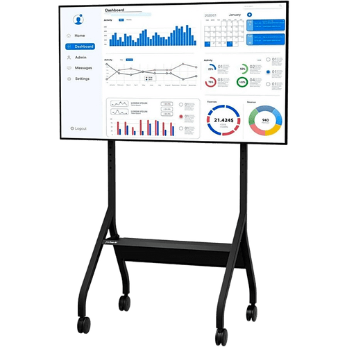 Carro Móvil para Pantalla Plana / 43" a 75"+ Displays / Altura Ajustable 49.8"-65.8" (126.5-167.1 cm) / Capacidad 150 lb (68 kg) / 4 Ruedas Dobles 4" (102 mm) / Gestión de Cableado Interno / Estructura Tubular / Incl